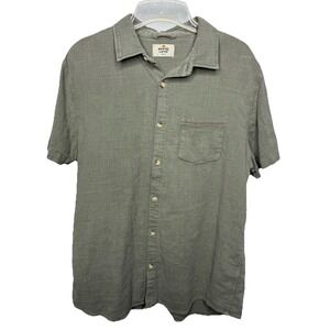Marine Layer Men's Medium Green Short Sleeve Button Up Shirt Pocket Casual